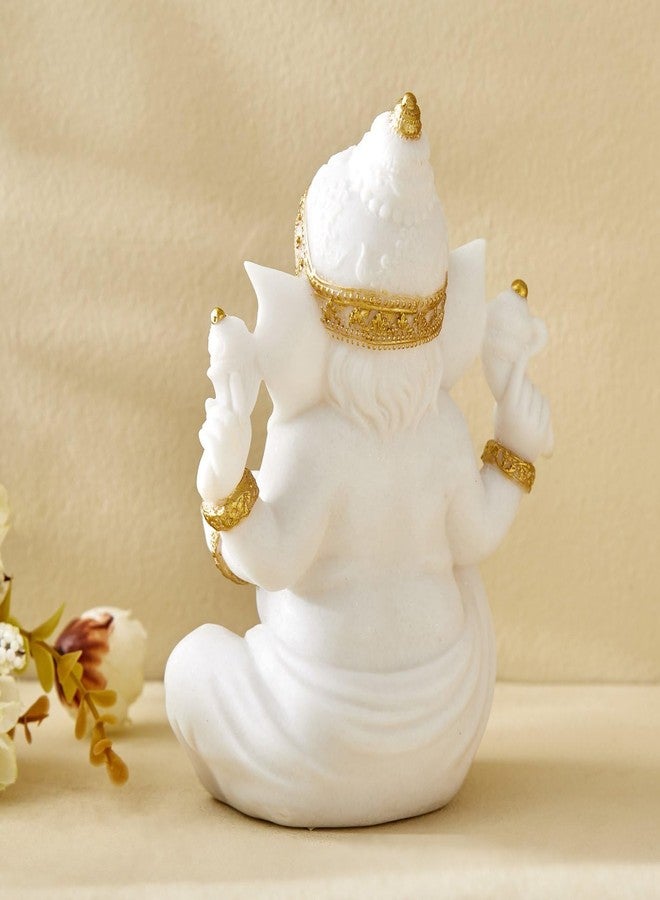 Karigaari India Dhayana Duri White & Gold Sitting Ganesha Figurine | Polyresin Meditation Ganesha Idol for Peace, Wisdom & Auspicious Home Décor - Image 4